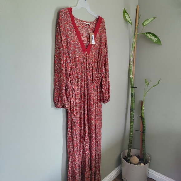 Rust Orange Romantic Gypsy Long Sleeve Bohemian Maxi Dress Sz 3X - Picture 8 of 10